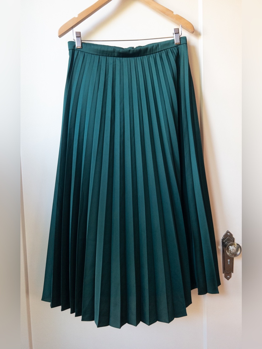 J. Crew Teal Green Pleated Midi Skirt